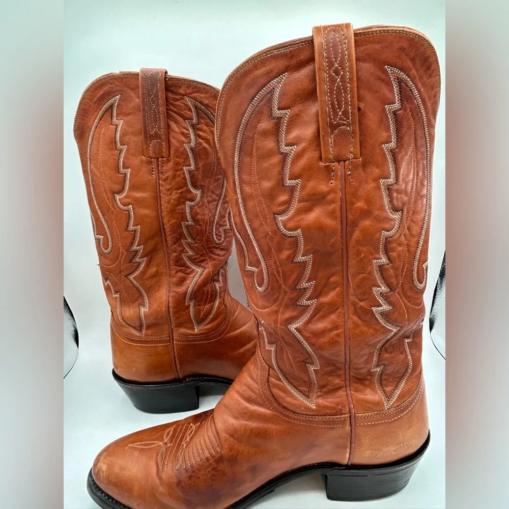 Lucchese 1883 Men’s Cowboy Western Boots Camel Brown Leather Men’s Size 8.5 2E - Picture 7 of 14